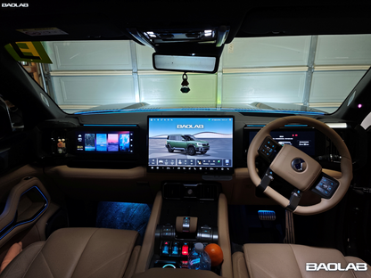 Luxury Denza B8 interior with panoramic dashboard, ambient lighting, and premium B8 upgrades for Denza vehicles