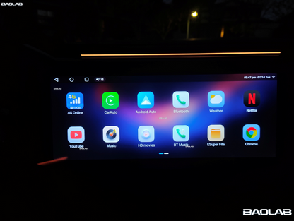 Denza B8 interior showcasing the passenger entertainment screen at night