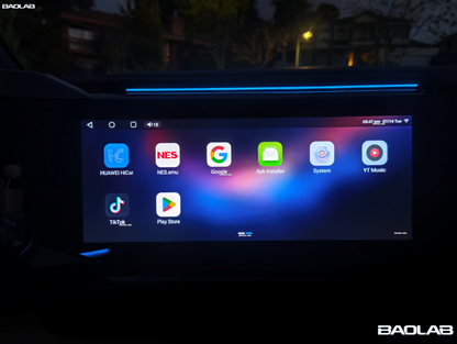 Denza B8 interior showcasing the passenger entertainment screen at night
